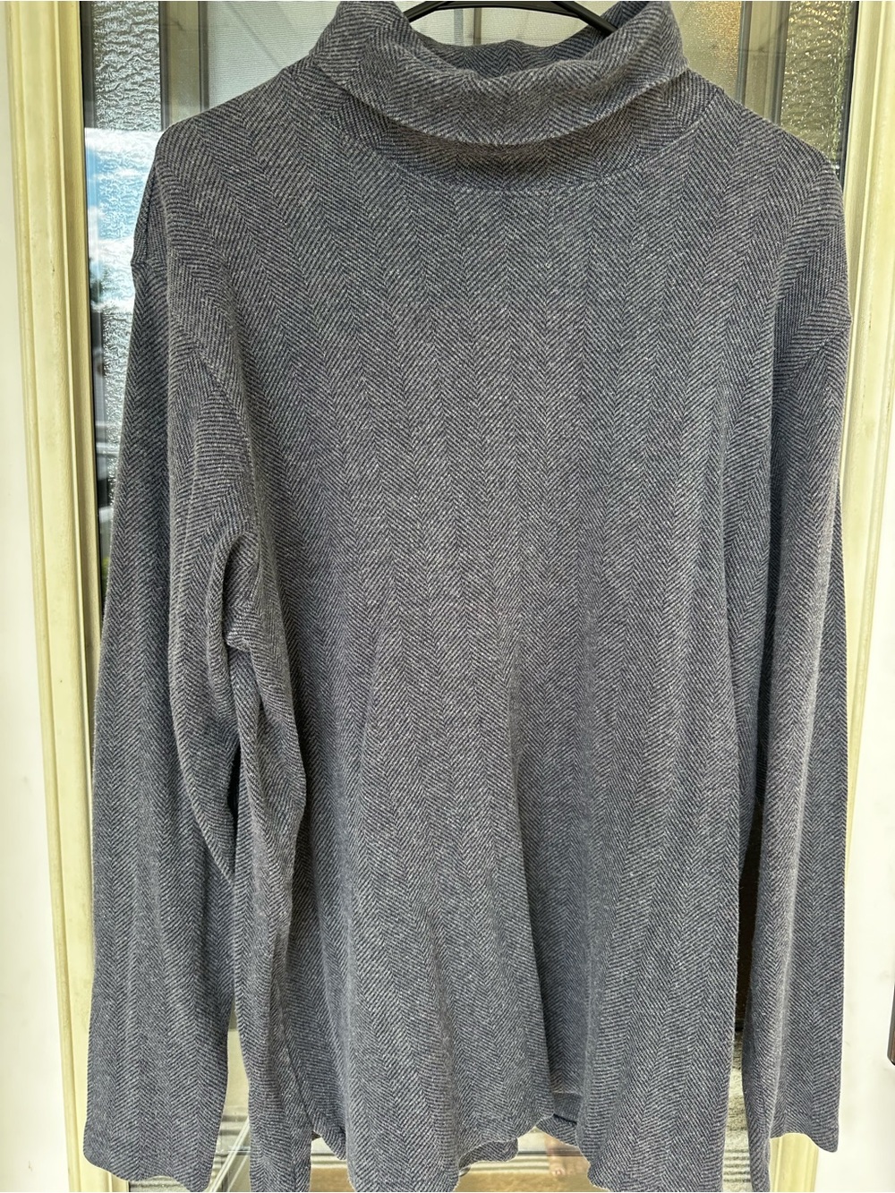 Lands' End Gray Herringbone Turtleneck Long Sleeve